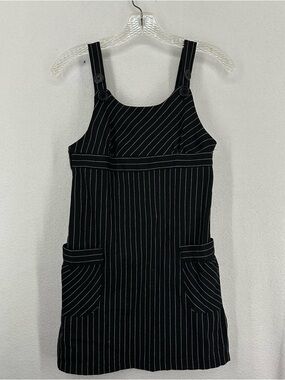 Cherokee Overall Dress Striped Girls Medium Black